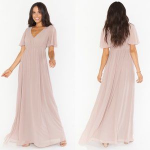 Show Me Your Mumu Emily Maxi in Soft Beige Chiffon